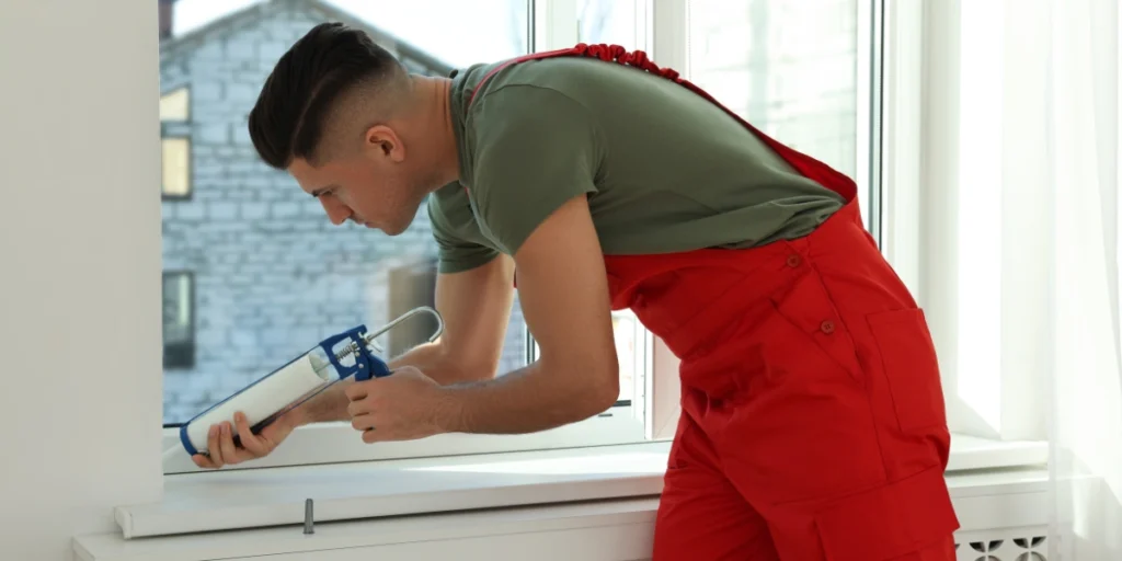 Caulking windows for noise reduction